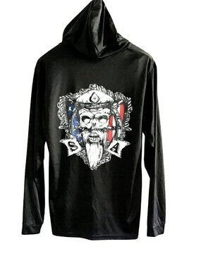 SA & CO. MENS BLACK GRAPHIC LIGHT WEIGHT PULLOVER HOODIE LONG SLEEVE SIZE MEDIUM